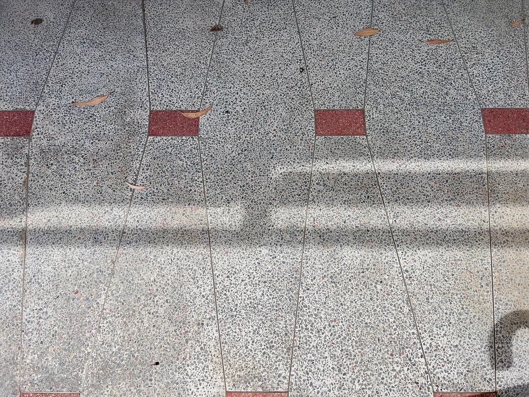 Polished concrete floor in a 1960s office building in Mascot, New South Wales